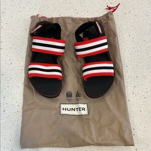 Hunter Red, Black & White Striped Sport Sandals